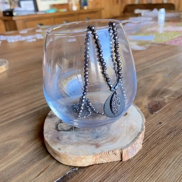 Marlyn Schiff Crystal Beaded Necklace with Pave Stone Charm - Picture 2 of 6